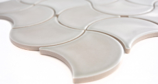 Fächer Mosaik Fliese Keramik pastell steingrau Wandfliesen Badfliese Welle Küche WC - MOS13-FSW02