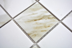 Keramik Mosaik Fliese Calacatta weiß beige Badfliese Fliesenspiegel MOS16-0112