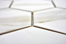 Hexagonale Sechseck Mosaik Fliese Keramik weiß grau XL Calacatta Wandfliesen Badfliese Fliesenspiegel Küche - MOS11F-0112