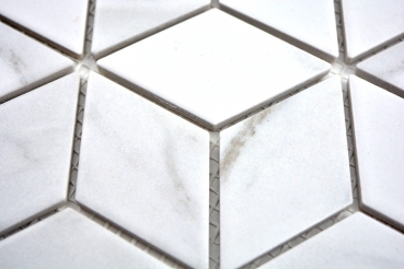 Würfel Mosaik Fliese Keramik weiß anthrazit Carrara Wandfliesen Badfliese Küchenfliese WC - MOS13-0102