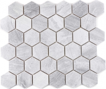 Glasmosaik Hexagon Grau Silber Küchenrückwand Bordüre 11E-88_f10 Mosaikmatten 