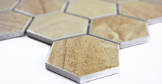 Hexagonale Sechseck Mosaik Fliese Keramik Travertin beige matt Fliesenspiegel Küche Badfliese Duschwand WC - MOS11G-1202