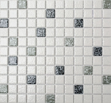 Handmuster Mosaikfliese Keramikmosaik weiß schwarz grau struktur Boden Bad MOS18-0307_m