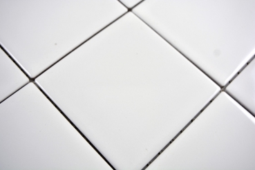 Handmuster Mosaik Fliese Keramik weiß glänzend Fliesenspiegel Küche MOS23-0101_m