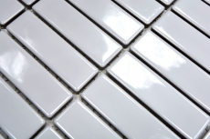 Stäbchen Mosaik Fliese Keramik weiß glänzend Fliesenspiegel Küche MOS24-0102