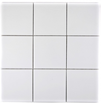 Mosaik Fliese Wand Keramik weiß matt Badewannenverkleidung Wandverblender Fliesenspiegel - MOS23-0111