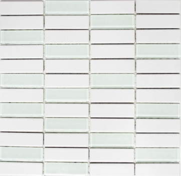 Stäbchen Mosaik Fliese Keramik weiß mint matt Glas Badewannenverkleidung MOS24-ST325