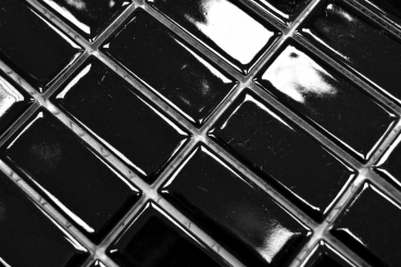 Stäbchen Mosaik Fliese Keramik schwarz glänzend Badewannenverkleidung MOS24B-0301