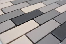 Mosaik Fliese Keramik hellbeige grau Brick Mauerverband unglasiert rutschsicher Duschtasse Bodenfliese - MOS26-0206-R10
