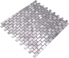 Mosaik Fliese Aluminium silber Brick Fliesenspiegel Küchenwand MOS48-0204