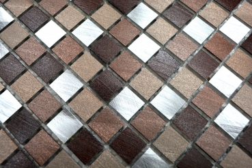 Handmuster Mosaik Fliese Aluminium beige braun Alu alu kupfer Fliesenspiegel Küche MOS49-A971_m