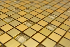 Mosaik Fliese Aluminium Glasmosaik gold Fliesenspiegel Küchenrückwand MOS49-A307
