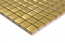 Handmuster Mosaik Fliese Edelstahl gold Gold Stahl gebürstet Fliesenspiegel Küche MOS129-0707_m