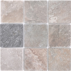 Quarzit Naturstein Mosaik Fliese beige grau Wand Boden Dusche Küchenrückwand Fliesenspiegel Bad - MOS36-0210