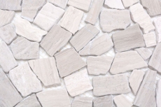 Mosaik Bruch Marmor Naturstein Polygonal Grau Streifen hellgrau silber Fliesenspiegel Wandverblender Küche - MOS44-0202