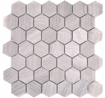Marmor Mosaik Fliese Naturstein Hexagon hellgrau creme Streifen Dusche Wand Boden Fliesenspiegel - MOS44-1205
