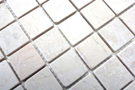 Marmor Mosaik Fliese Naturstein creme hellbeige elfenbein Fliesenspiegel Küche Bad WC - MOS42-0104