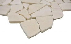 Mosaik Bruch Marmor Naturstein weiß creme Polygonal Küchenrückwand Fliesenspiegel Spritzschutz Küche Bad - MOS44-0104