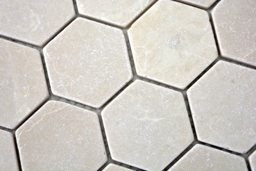 Handmuster Mosaik Fliese Marmor Naturstein beige Hexagon Marmor Botticino Anticato MOS42-1212_m
