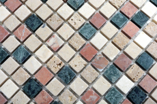 Handmuster Mosaik Fliese Marmor Naturstein creme beige rot grün Random MOS38-1204_m