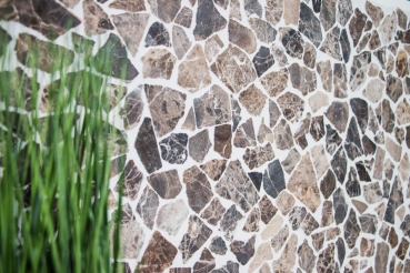 Mosaik Bruch Marmor Naturstein Polygonal Impala dunkelbraun geflammt Wandverkleidung Spritzschutz - MOS44-1306
