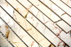 Mosaik Marmor Naturstein Brick Verbund Stäbchen golden cream poliert Struktur glänzend Wand Küche - MOS40B-2807