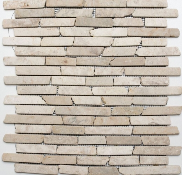 Handmuster Mosaik Fliese Marmor Naturstein hellbeige Brick Biancone MOS40-0105_m