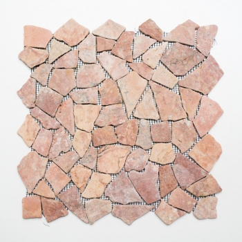 Mosaik Bruch Marmor Naturstein rot Polygonal Rossoverona Spritzschutz Fliesenspiegel Küchenfliese Bad - MOS44-30-140