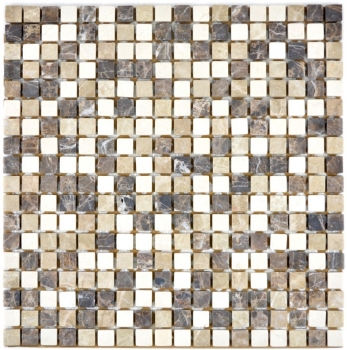 Handmuster Mosaik Fliese Marmor Naturstein beige braun Castanao Biancone MOS38-1213_m