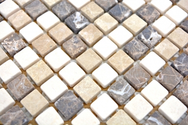 Marmor Mosaik Fliese Naturstein creme beige braun Farbmix mini Quadrat Fliesenspiegel Bad WC - MOS38-1213