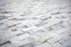 Mosaik Fliese Marmor Naturstein Brick Splitface weiß 3D klein MOS40-3D11_f