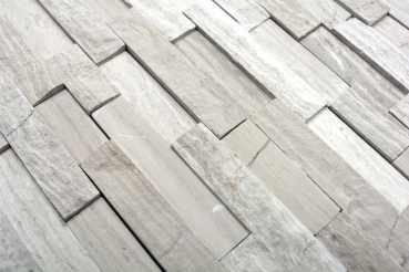 Handmuster Mosaik Fliese Marmor Naturstein Brick Splitface grau Streifen MOS40-3D20_m