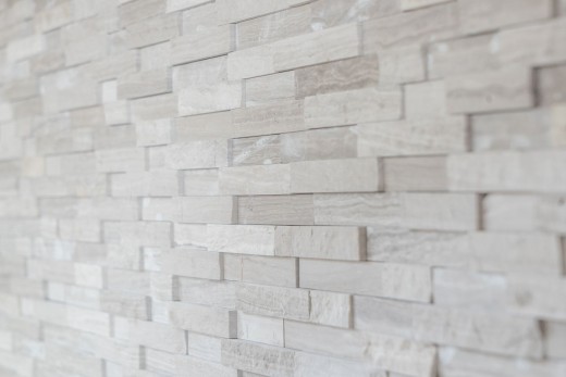Splitface Marmor Mosaik Steinwand Naturstein Brick hellgrau Streifen Fliesenspiegel Wandfliese - MOS40-3D20