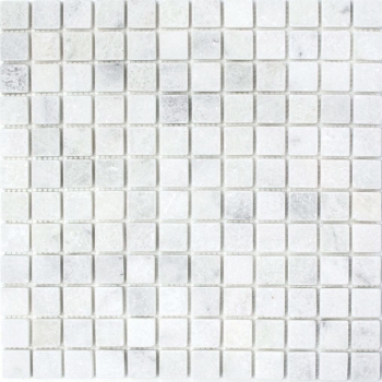 Marmor Mosaik Fliese Naturstein Ibiza weiß hellgrau cream Fliesenspiegel Dusche Wand Boden Bad - MOS40-42023