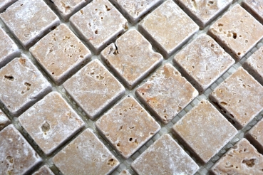 Travertin Mosaikfliesen Terrasse Wand Boden Naturstein walnuss braun Duschtasse Duschwand Fliesenspiegel Küche - MOS43-44023