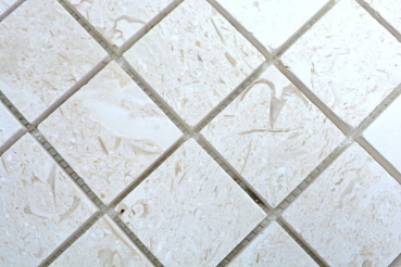 Kalkstein Mosaik Naturstein Boden Wand Medio weiß gelbweiß Limestone honed Spritzschutz Küche - MOS29-59048
