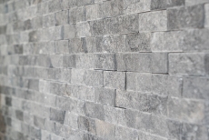 Splitface Marmor Steinwand Steinwand Naturstein anthrazit grau Brick Mauerverband 3D Optik Fliesenspiegel - MOS40-48196