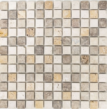 Travertin Mosaikfliesen Terrasse Wand Boden Naturstein beige braun goldbraun Fliesenspiegel Duschtasse Duschwand Küche - MOS43-46380