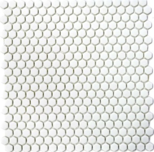 Handmuster Mosaik Fliese ECO Recycling GLAS Hexagon Enamel weiß matt MOS140-HX17W_m
