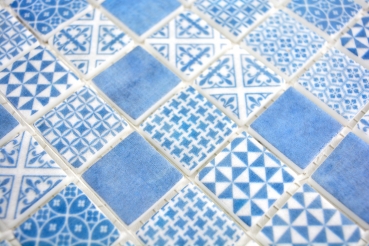 Retro Vintage Mosaik Fliese ECO GLAS blau patchwork MOS145-P-40_f | 10 Mosaikmatten