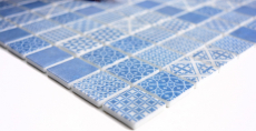 Glasmosaik Retro Vintage Nachhaltiger Wandbelag Fliese Recycling blau patchwork MOS145-P-40