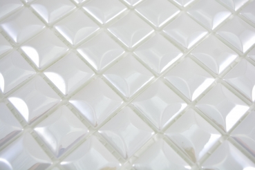Mosaik Fliese ECO GLAS weiß metallic 3DF MOS350-22_f | 10 Mosaikmatten