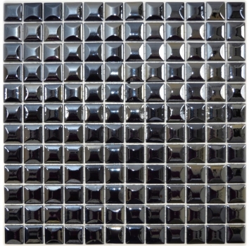 Glasmosaik Nachhaltiger Wandbelag Fliese Recycling schwarz metallic 3DF MOS350-28