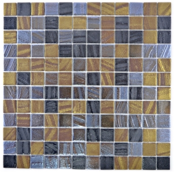 Mosaikfliese ECO GLAS schwarz anthrazit satin gold bronze oxide MOS360-357_f | 10 Mosaikmatten