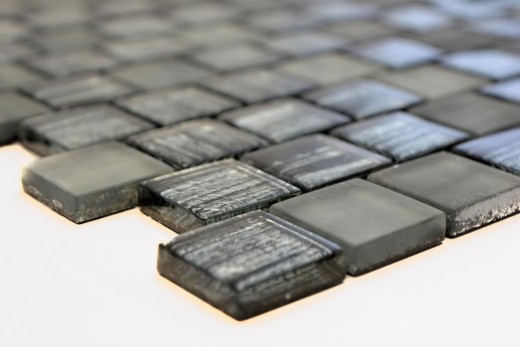 Mosaik Fliese Glasmosaik Crystal Milchglas schwarz klar matt gefrostet MOS78-CF81