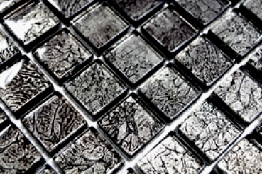 Mosaico dipinto a mano Mosaico in vetro traslucido Struttura in cristallo nero MOS126-8BL17_m