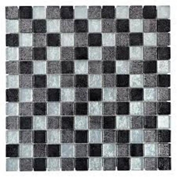 Échantillon manuel Carreau de mosaïque Translucide noir Mosaïque de verre Crystal argenté noir structure MOS126-1703_m
