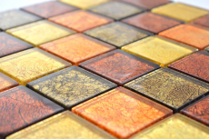 Glasmosaik gold orange Mosaikfliese Struktur Fliesenspiegel Küche Duschwand MOS120-07824