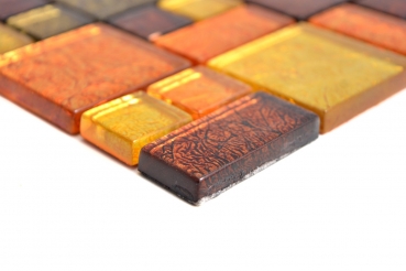 Motif manuel Carreau de mosaïque translucide Combinaison de mosaïque de verre Crystal or orange structure MOS88-07814_m