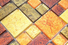 Glasmosaik gold Mosaikfliese Kombintation orange Struktur Fliesenspiegel Küche Duschwand MOS88-07814